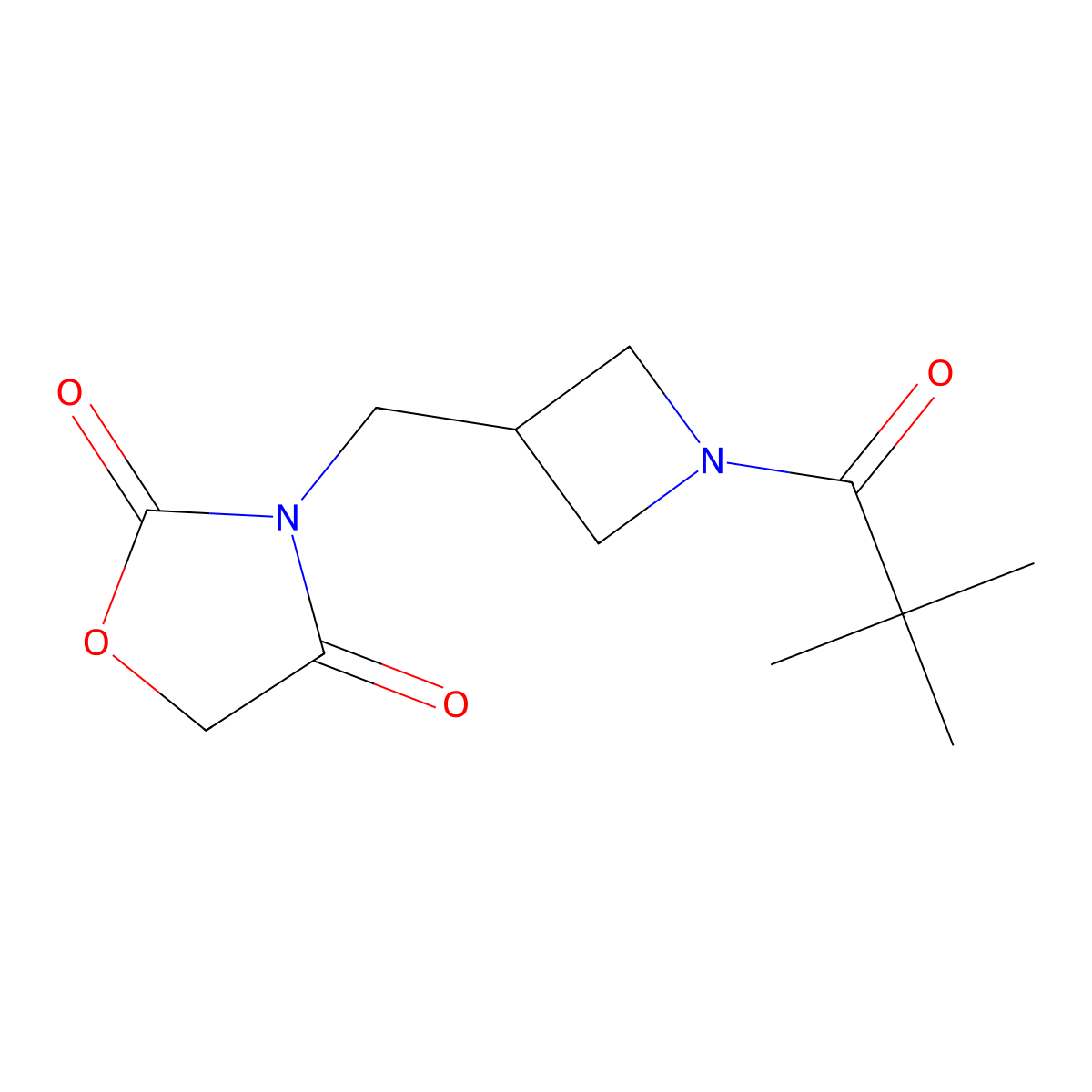 3-((1-Pivaloylazetidin-3-yl)methyl)oxazolidine-2,4-dione molecular structure, CAS 2034333-79-2
