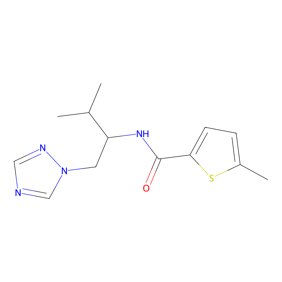 5-methyl-N-[3-methyl-1-(1H-1,2,4-triazol-1-yl)butan-2-yl]thiophene-2-carboxamide molecular structure, CAS 2034333-83-8