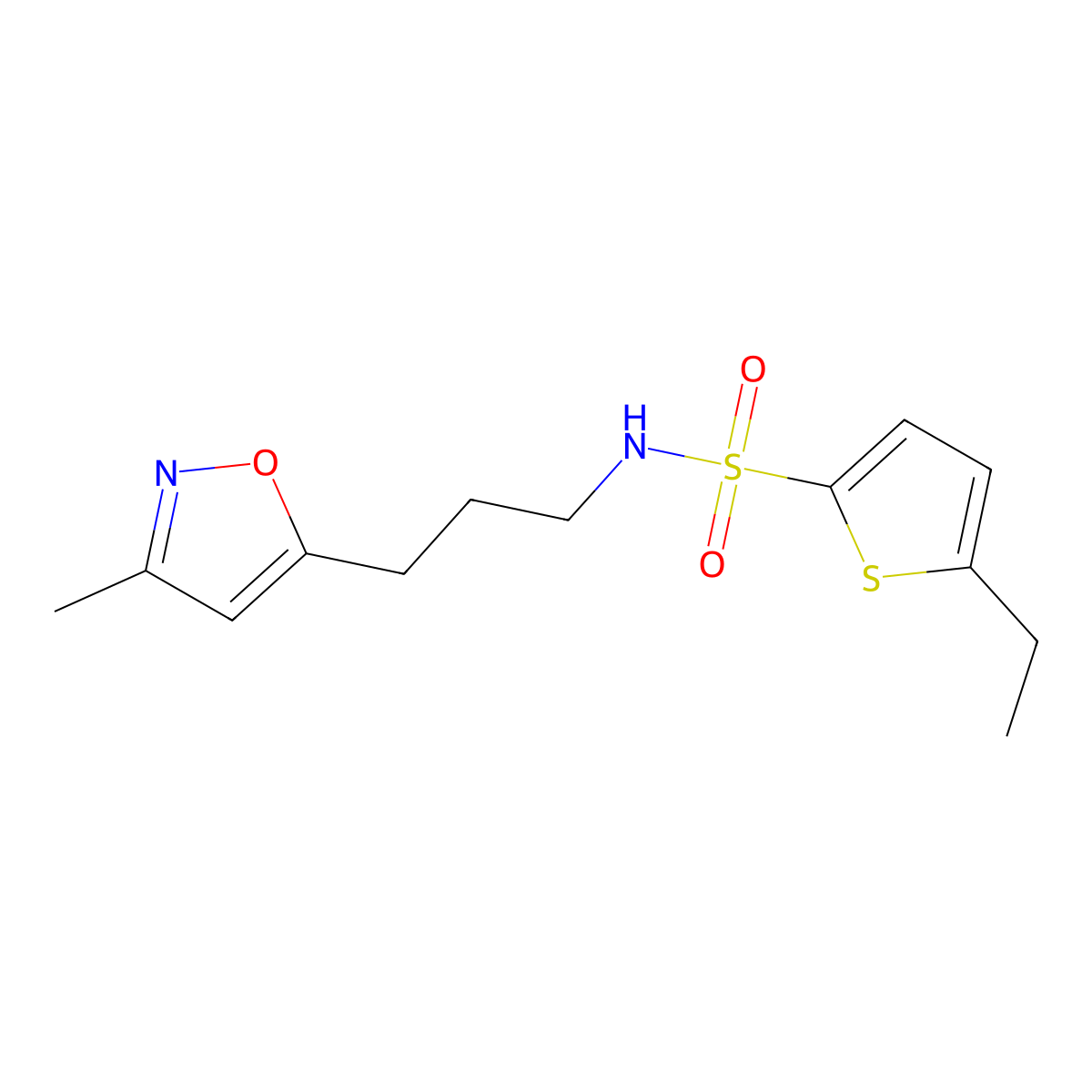 5-ethyl-N-(3-(3-methylisoxazol-5-yl)propyl)thiophene-2-sulfonamide molecular structure, CAS 2034333-85-0