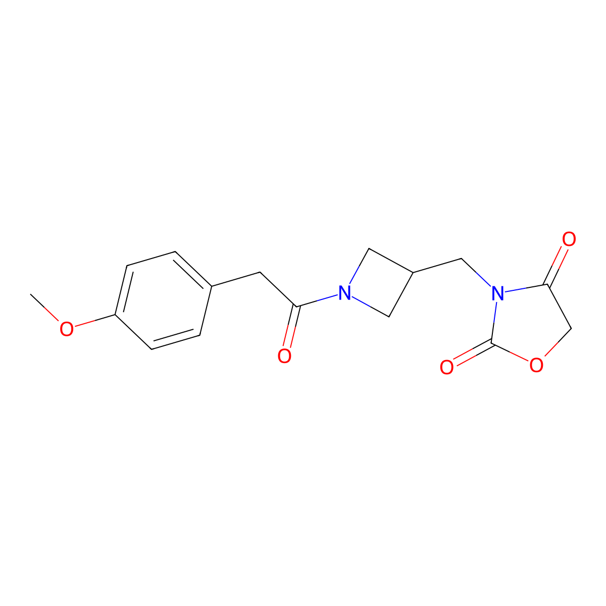 3-((1-(2-(4-Methoxyphenyl)acetyl)azetidin-3-yl)methyl)oxazolidine-2,4-dione molecular structure, CAS 2034333-86-1