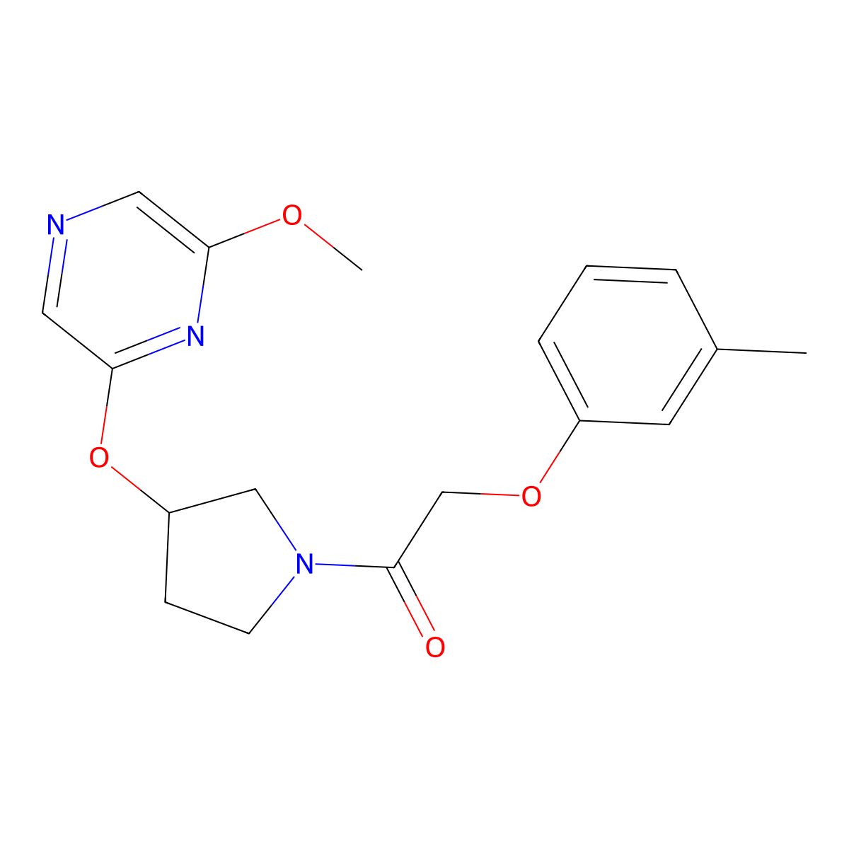 1-(3-((6-Methoxypyrazin-2-yl)oxy)pyrrolidin-1-yl)-2-(m-tolyloxy)ethanone molecular structure, CAS 2034333-92-9