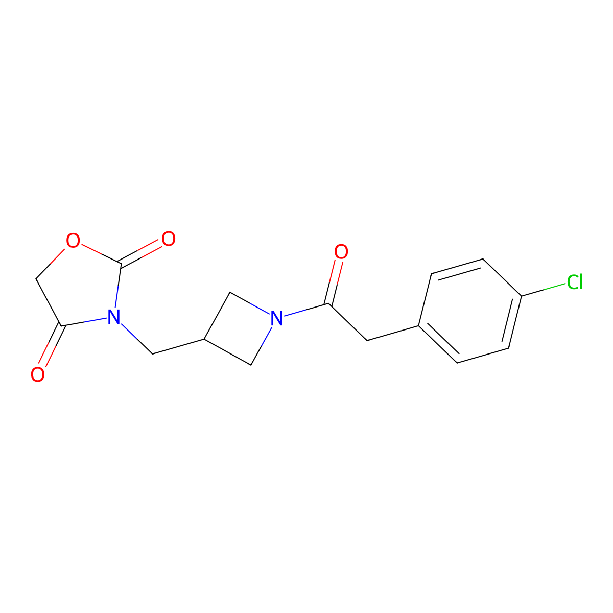 3-((1-(2-(4-Chlorophenyl)acetyl)azetidin-3-yl)methyl)oxazolidine-2,4-dione molecular structure, CAS 2034333-94-1