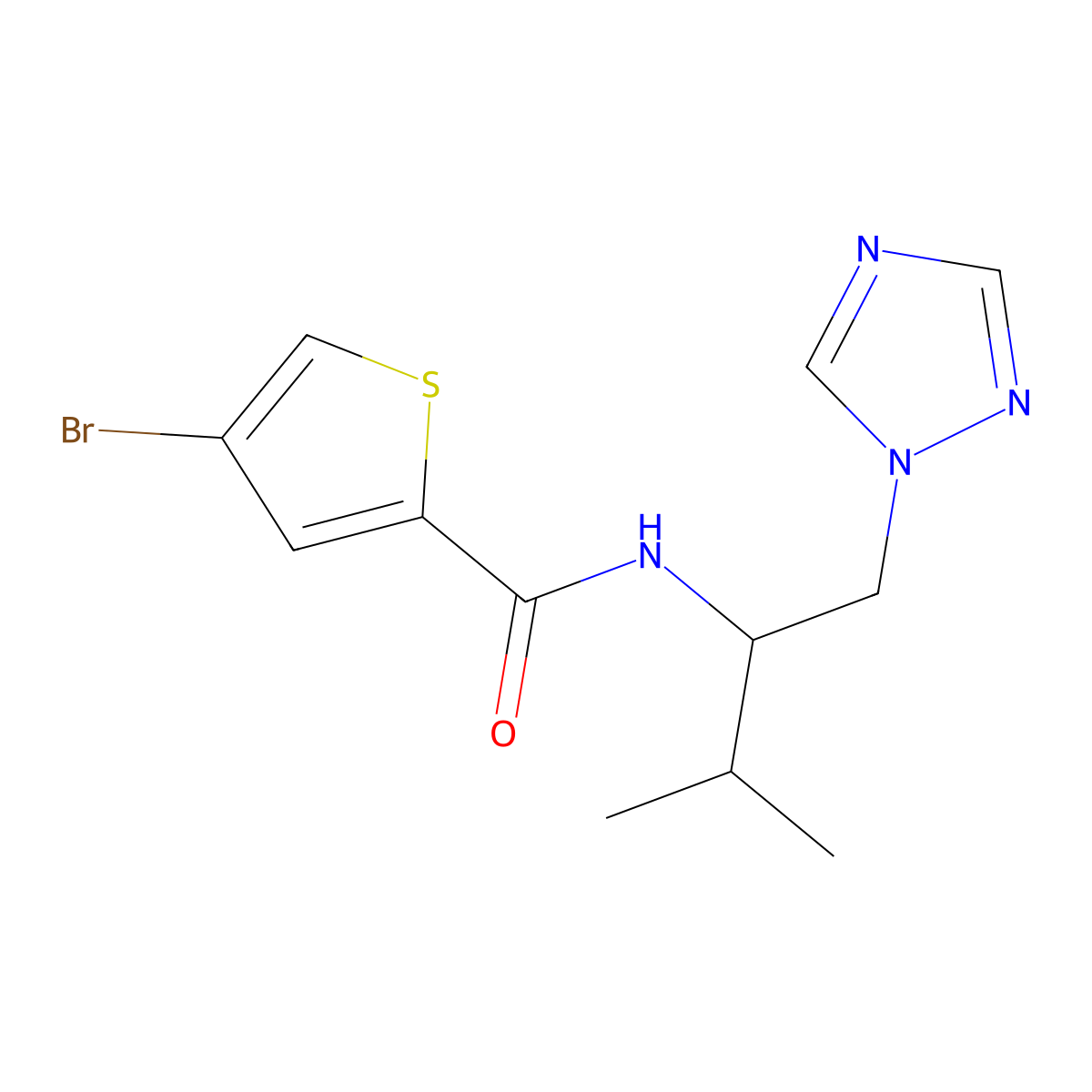 4-bromo-N-[3-methyl-1-(1H-1,2,4-triazol-1-yl)butan-2-yl]thiophene-2-carboxamide molecular structure, CAS 2034333-96-3