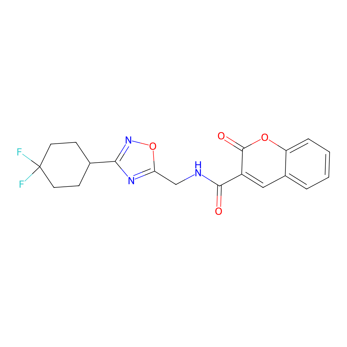 N-{[3-(4,4-difluorocyclohexyl)-1,2,4-oxadiazol-5-yl]methyl}-2-oxo-2H-chromene-3-carboxamide molecular structure, CAS 2034333-97-4