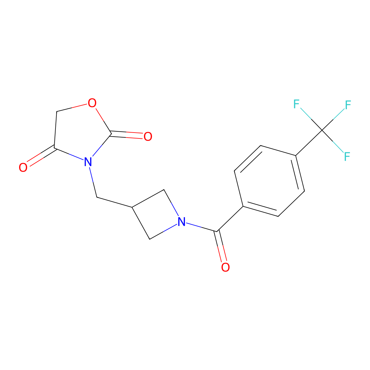 3-((1-(4-(Trifluoromethyl)benzoyl)azetidin-3-yl)methyl)oxazolidine-2,4-dione molecular structure, CAS 2034333-99-6