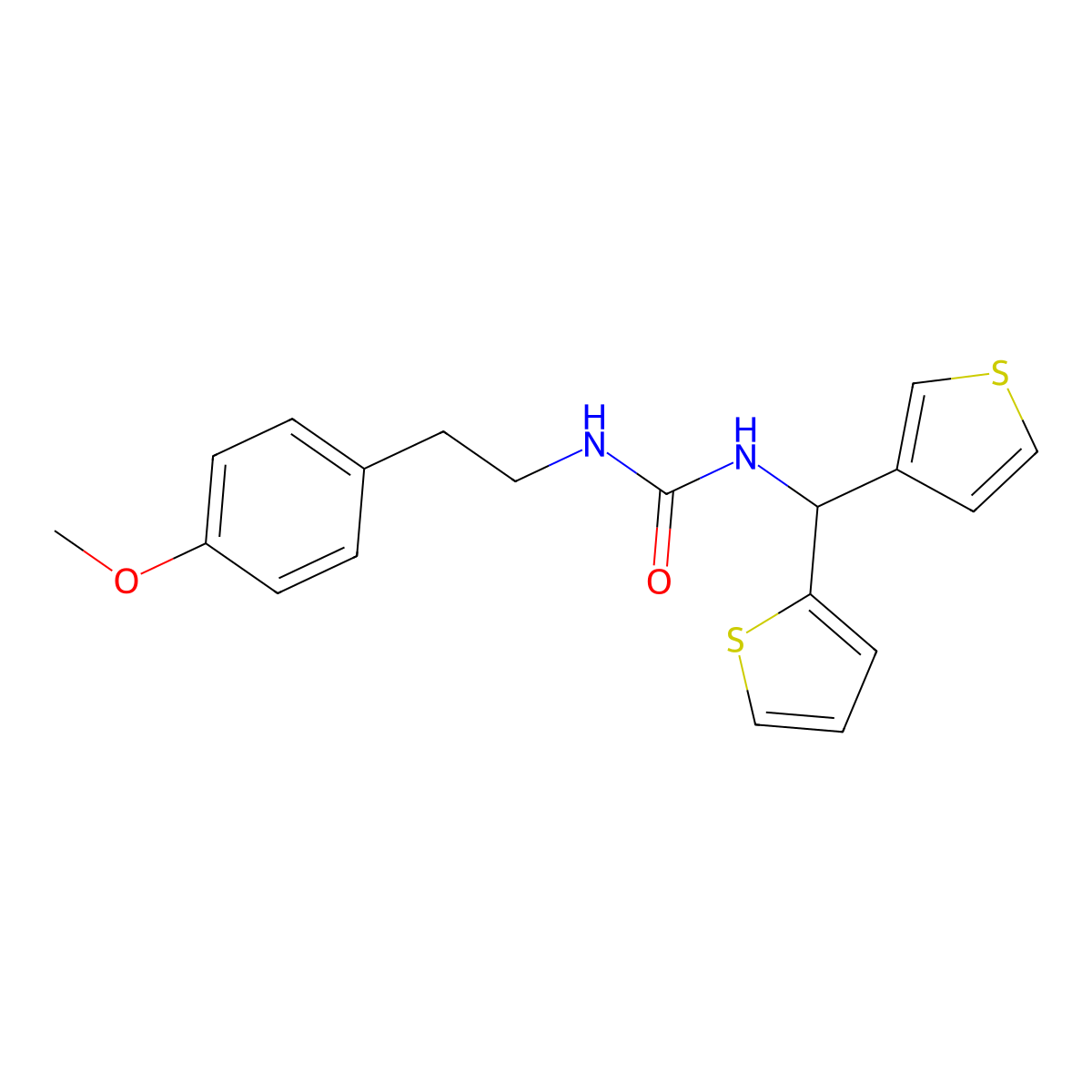1-(4-Methoxyphenethyl)-3-(thiophen-2-yl(thiophen-3-yl)methyl)urea molecular structure, CAS 2034334-04-6
