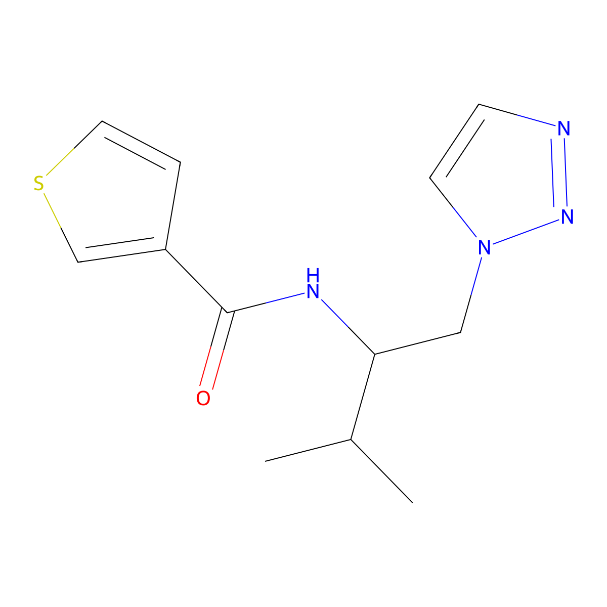 N-[3-methyl-1-(1H-1,2,3-triazol-1-yl)butan-2-yl]thiophene-3-carboxamide molecular structure, CAS 2034334-05-7