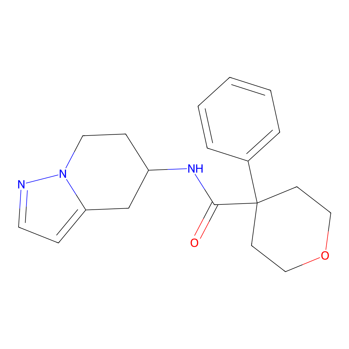 4-phenyl-N-(4,5,6,7-tetrahydropyrazolo[1,5-a]pyridin-5-yl)tetrahydro-2H-pyran-4-carboxamide molecular structure, CAS 2034334-12-6