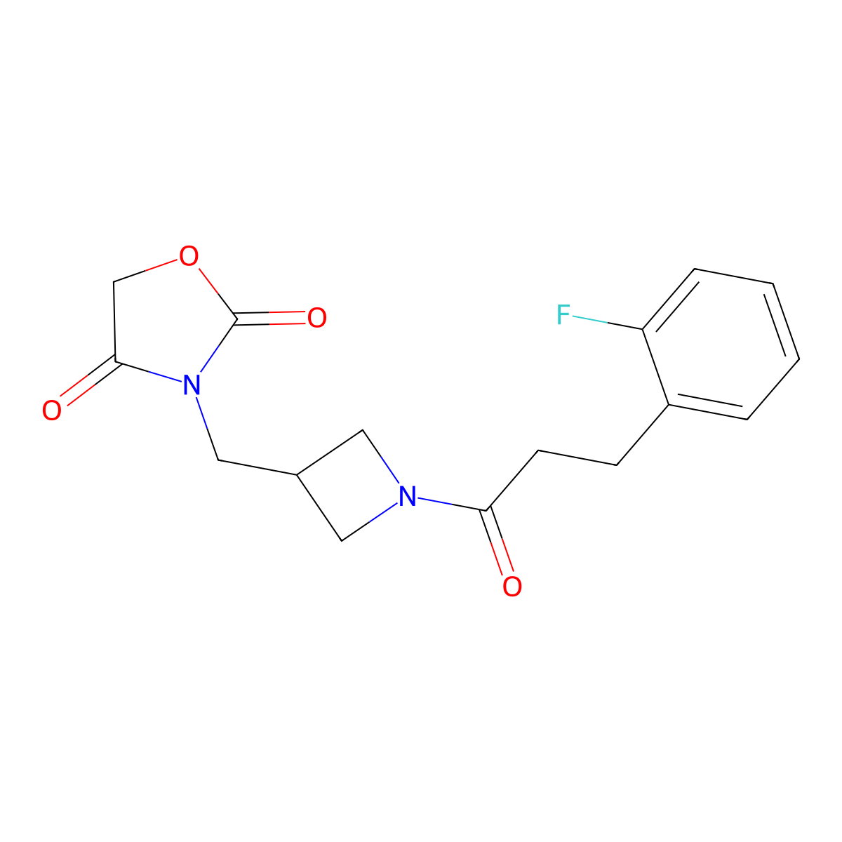 3-({1-[3-(2-Fluorophenyl)propanoyl]azetidin-3-yl}methyl)-1,3-oxazolidine-2,4-dione molecular structure, CAS 2034334-15-9
