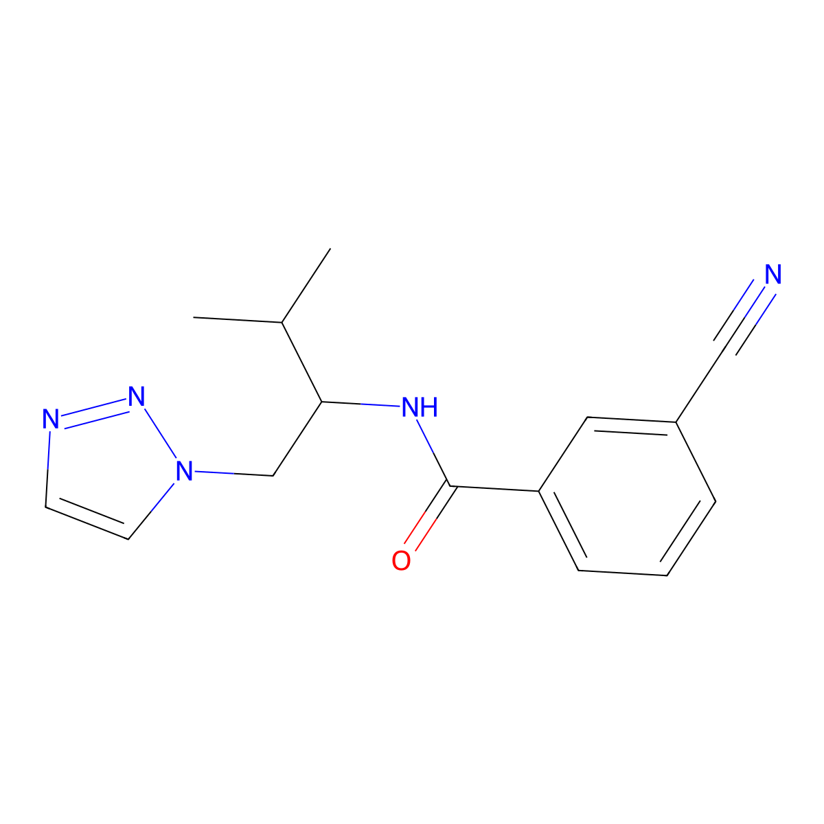 3-cyano-N-(3-methyl-1-(1H-1,2,3-triazol-1-yl)butan-2-yl)benzamide molecular structure, CAS 2034334-17-1