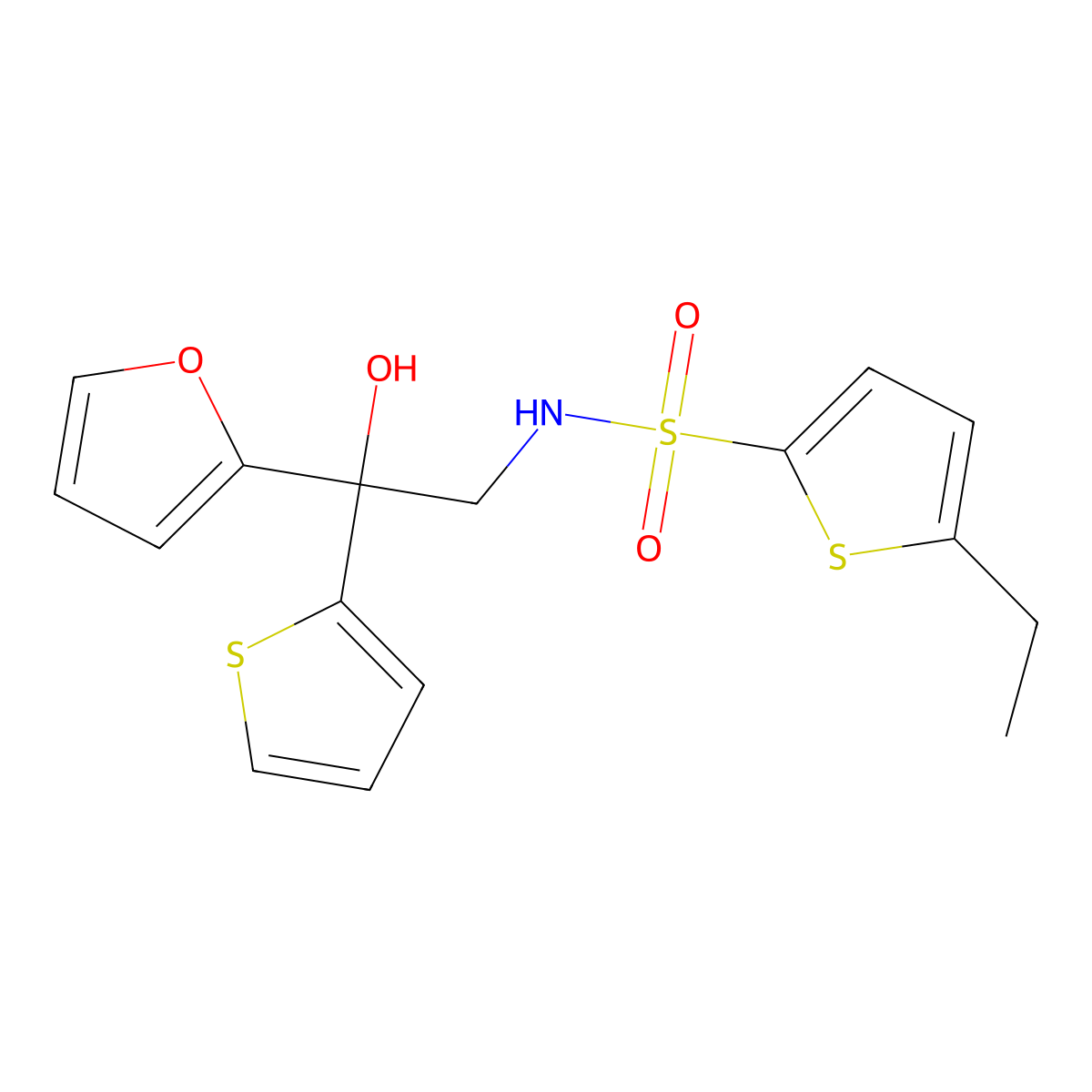 5-ethyl-N-(2-(furan-2-yl)-2-hydroxy-2-(thiophen-2-yl)ethyl)thiophene-2-sulfonamide molecular structure, CAS 2034334-20-6