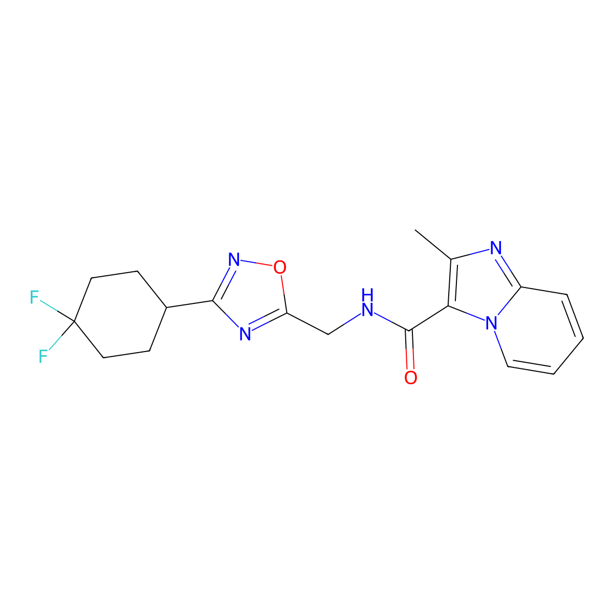 N-{[3-(4,4-difluorocyclohexyl)-1,2,4-oxadiazol-5-yl]methyl}-2-methylimidazo[1,2-a]pyridine-3-carboxamide molecular structure, CAS 2034334-21-7