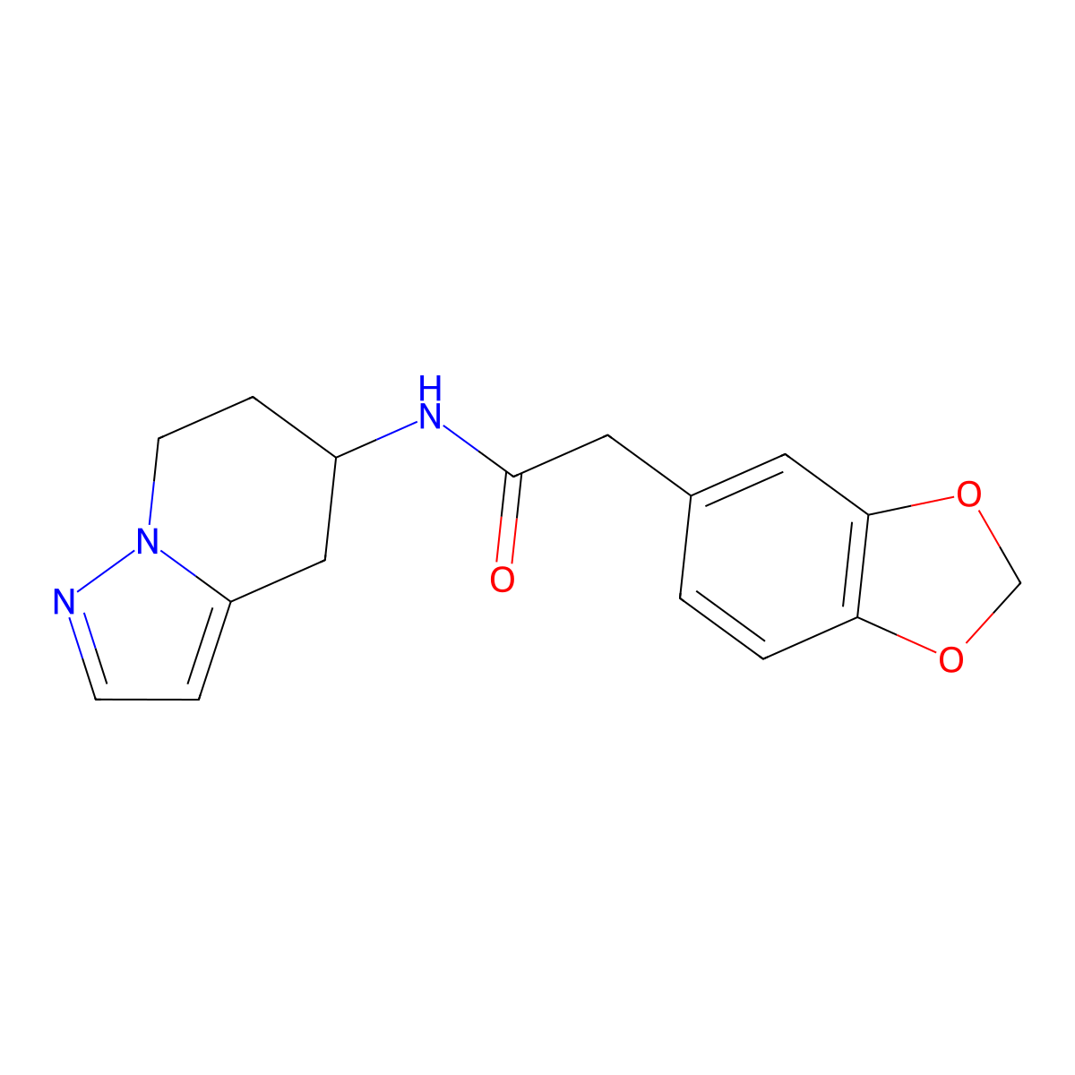 2-(benzo[d][1,3]dioxol-5-yl)-N-(4,5,6,7-tetrahydropyrazolo[1,5-a]pyridin-5-yl)acetamide molecular structure, CAS 2034334-22-8