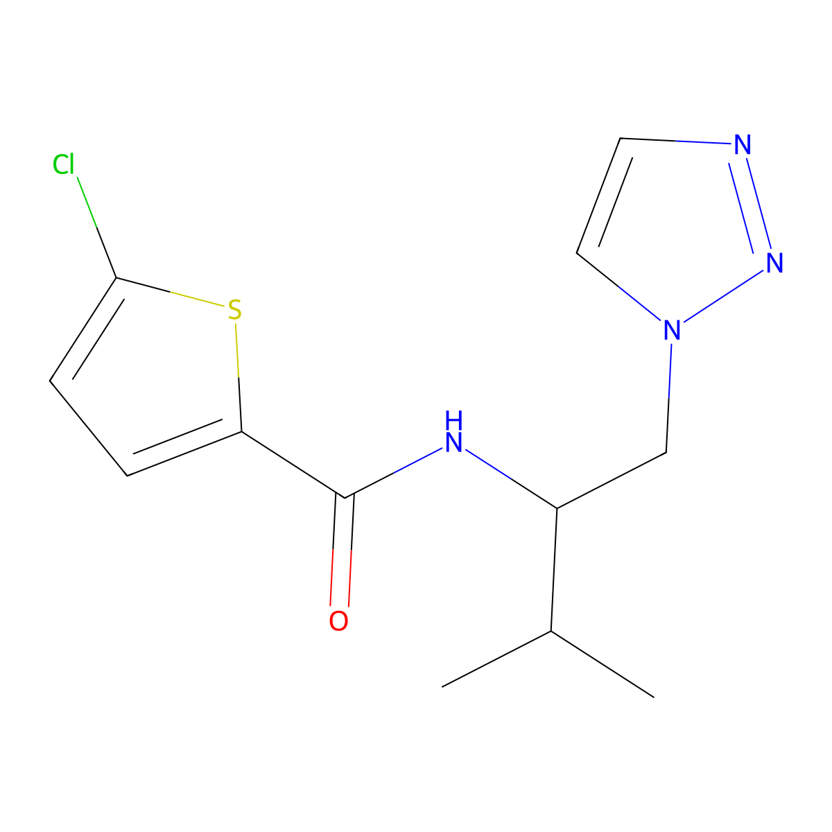5-chloro-N-(3-methyl-1-(1H-1,2,3-triazol-1-yl)butan-2-yl)thiophene-2-carboxamide molecular structure, CAS 2034334-25-1
