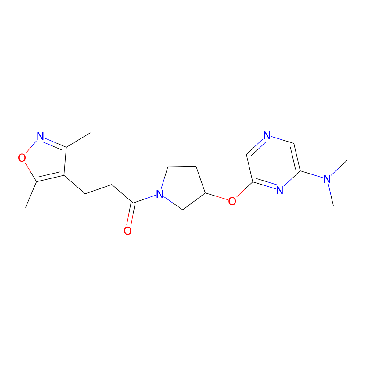 1-(3-((6-(Dimethylamino)pyrazin-2-yl)oxy)pyrrolidin-1-yl)-3-(3,5-dimethylisoxazol-4-yl)propan-1-one molecular structure, CAS 2034334-32-0