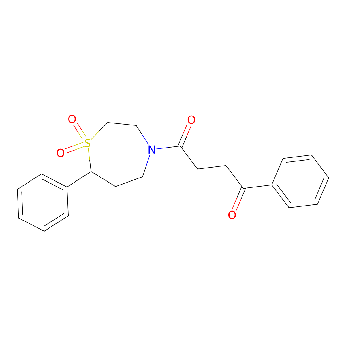 1-(1,1-Dioxido-7-phenyl-1,4-thiazepan-4-yl)-4-phenylbutane-1,4-dione molecular structure, CAS 2034334-36-4