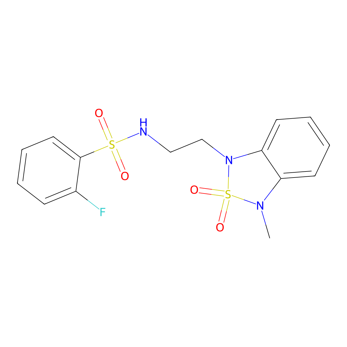 2-fluoro-N-(2-(3-methyl-2,2-dioxidobenzo[c][1,2,5]thiadiazol-1(3H)-yl)ethyl)benzenesulfonamide molecular structure, CAS 2034334-42-2