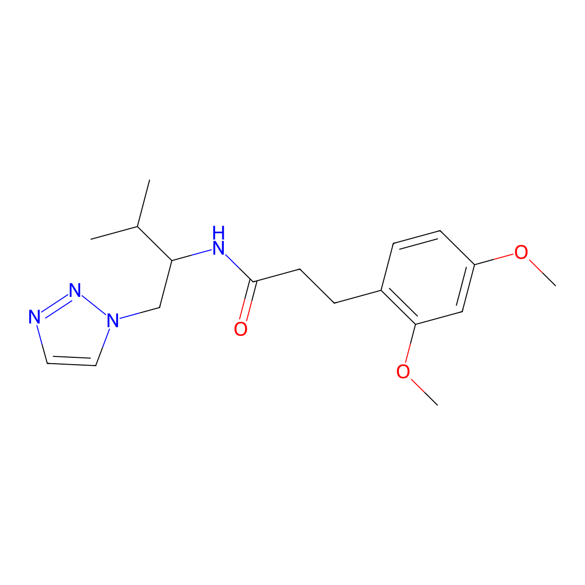 3-(2,4-dimethoxyphenyl)-N-(3-methyl-1-(1H-1,2,3-triazol-1-yl)butan-2-yl)propanamide molecular structure, CAS 2034334-45-5