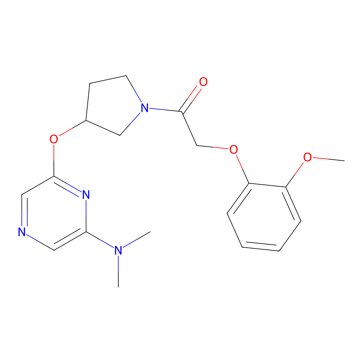 1-(3-((6-(Dimethylamino)pyrazin-2-yl)oxy)pyrrolidin-1-yl)-2-(2-methoxyphenoxy)ethanone molecular structure, CAS 2034334-50-2