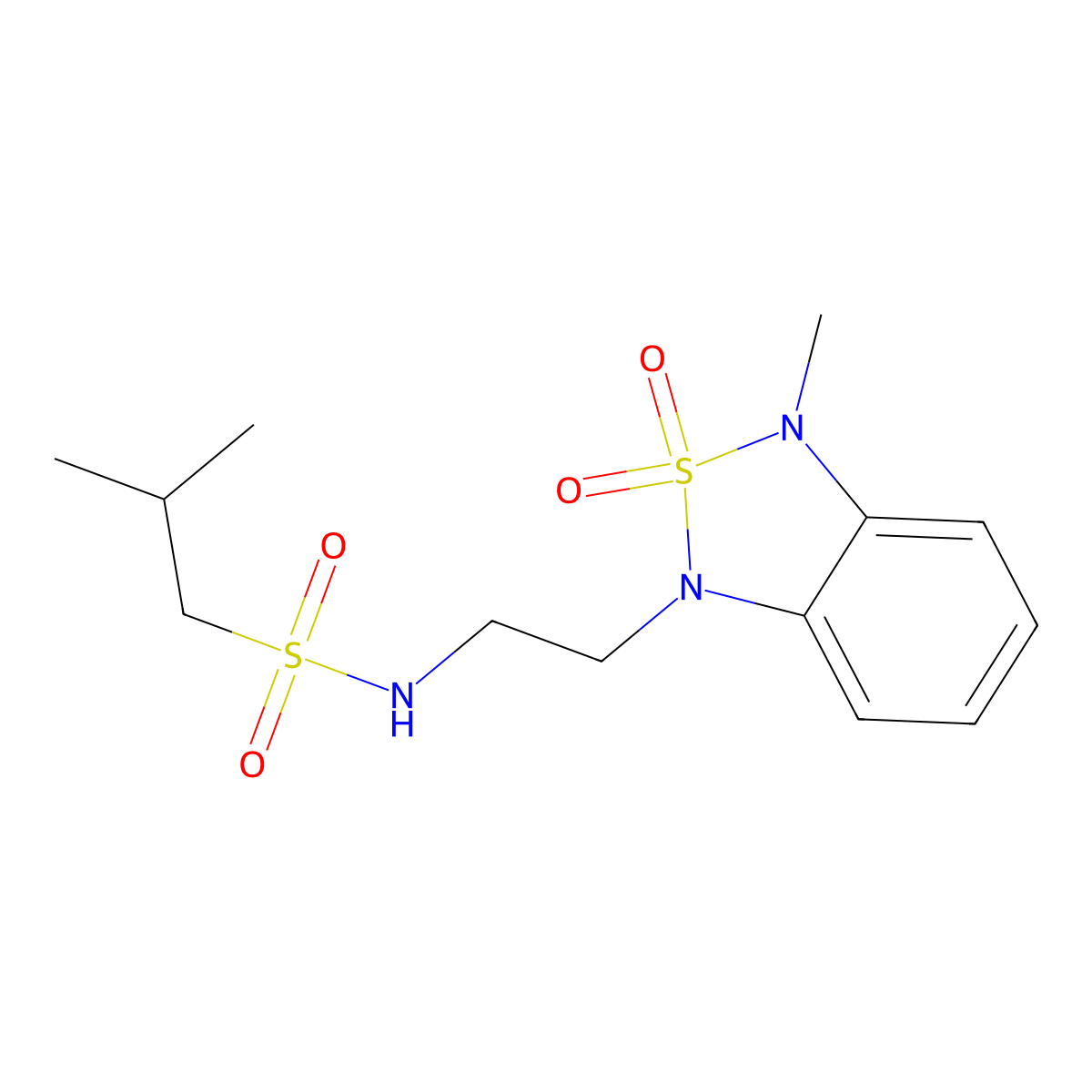 2-methyl-N-(2-(3-methyl-2,2-dioxidobenzo[c][1,2,5]thiadiazol-1(3H)-yl)ethyl)propane-1-sulfonamide molecular structure, CAS 2034334-52-4