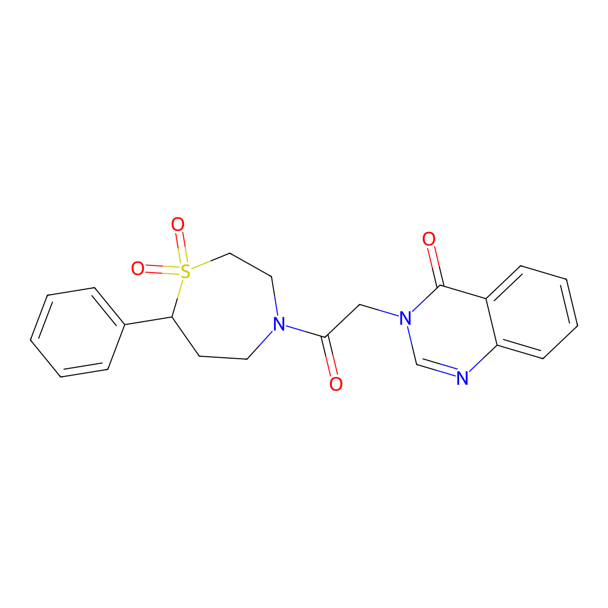 3-(2-(1,1-dioxido-7-phenyl-1,4-thiazepan-4-yl)-2-oxoethyl)quinazolin-4(3H)-one molecular structure, CAS 2034334-55-7