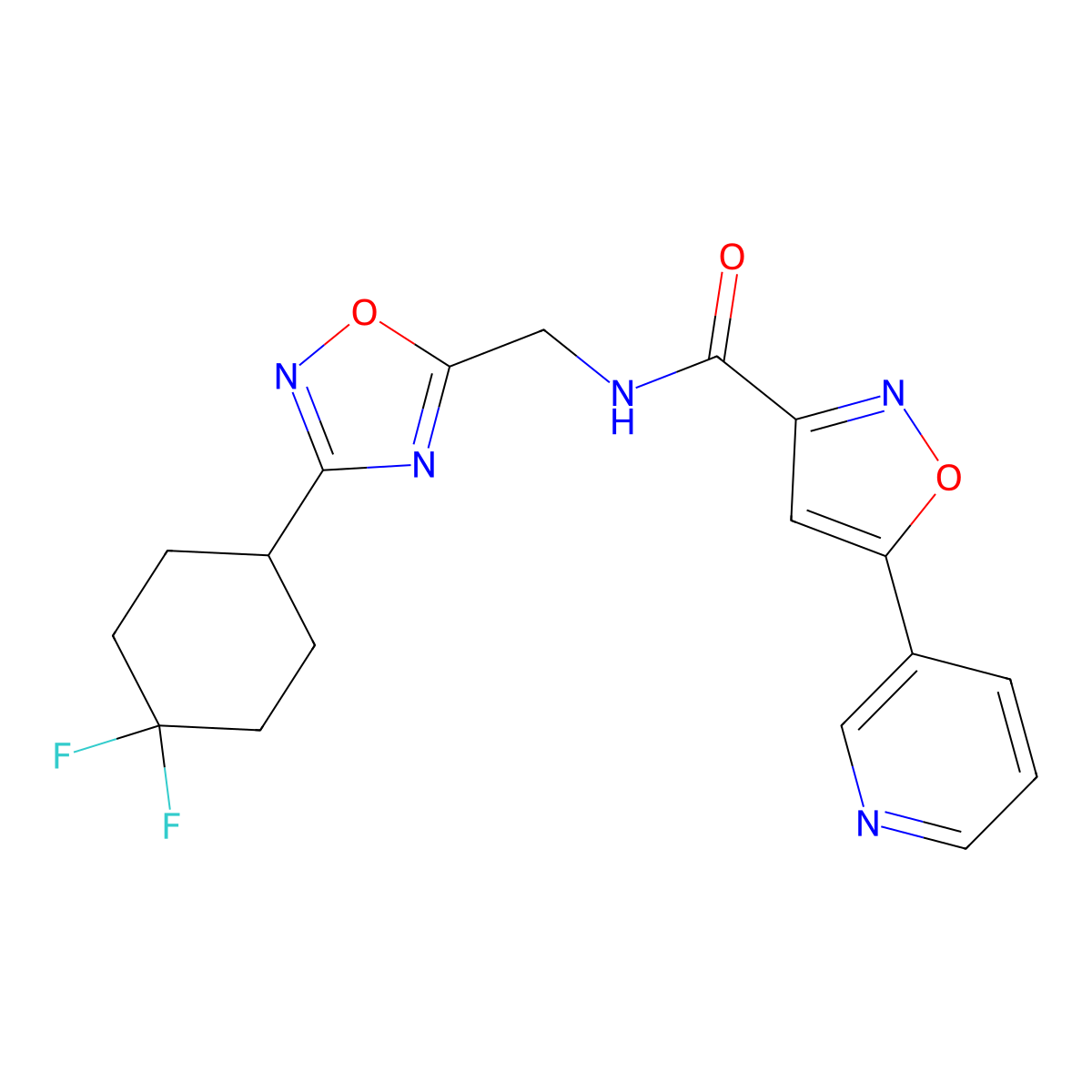 N-((3-(4,4-difluorocyclohexyl)-1,2,4-oxadiazol-5-yl)methyl)-5-(pyridin-3-yl)isoxazole-3-carboxamide molecular structure, CAS 2034334-74-0