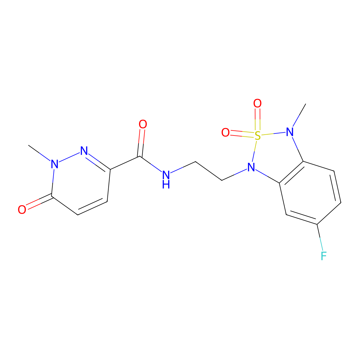 N-(2-(6-fluoro-3-methyl-2,2-dioxidobenzo[c][1,2,5]thiadiazol-1(3H)-yl)ethyl)-1-methyl-6-oxo-1,6-dihydropyridazine-3-carboxamide molecular structure, CAS 2034334-76-2