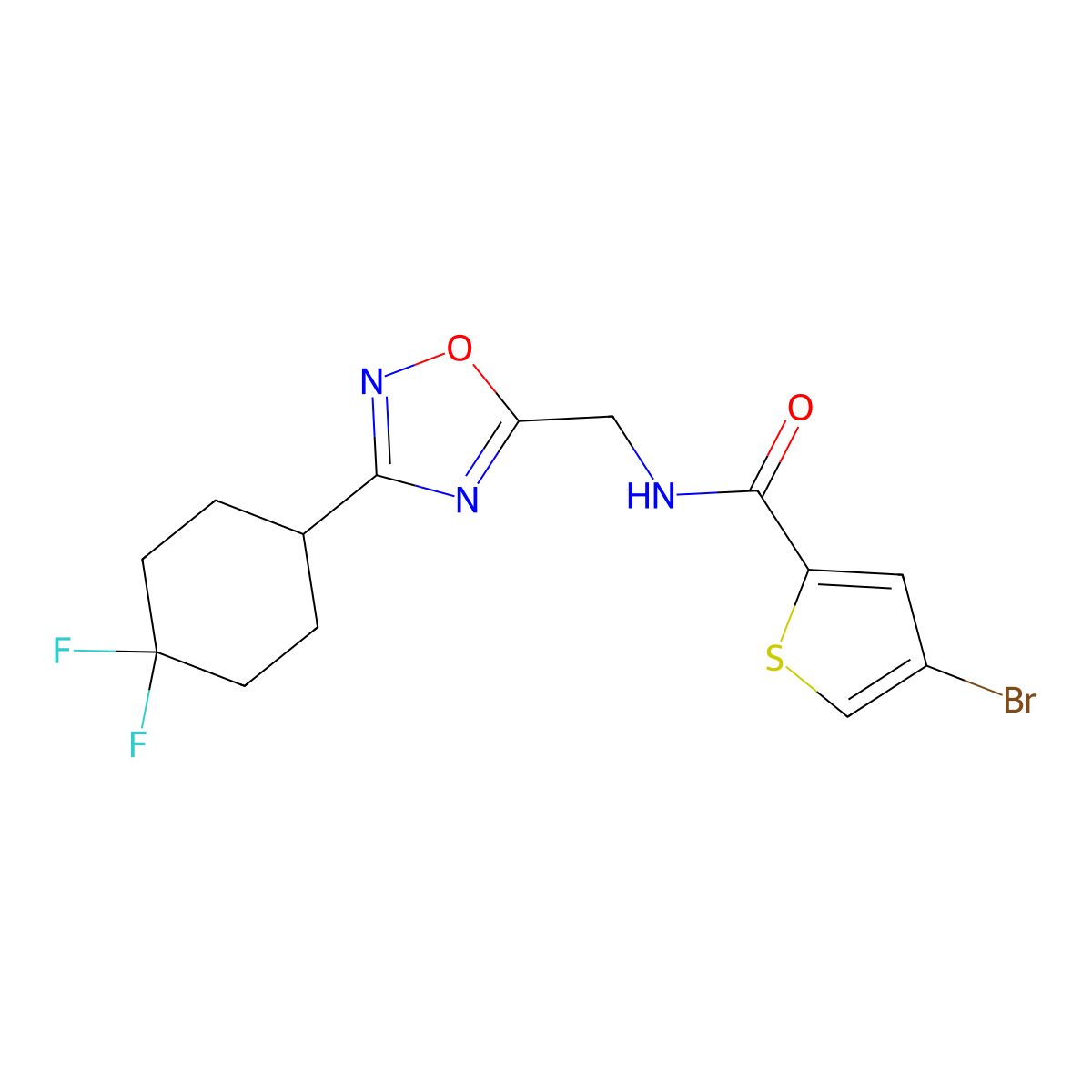 4-bromo-N-{[3-(4,4-difluorocyclohexyl)-1,2,4-oxadiazol-5-yl]methyl}thiophene-2-carboxamide molecular structure, CAS 2034334-88-6