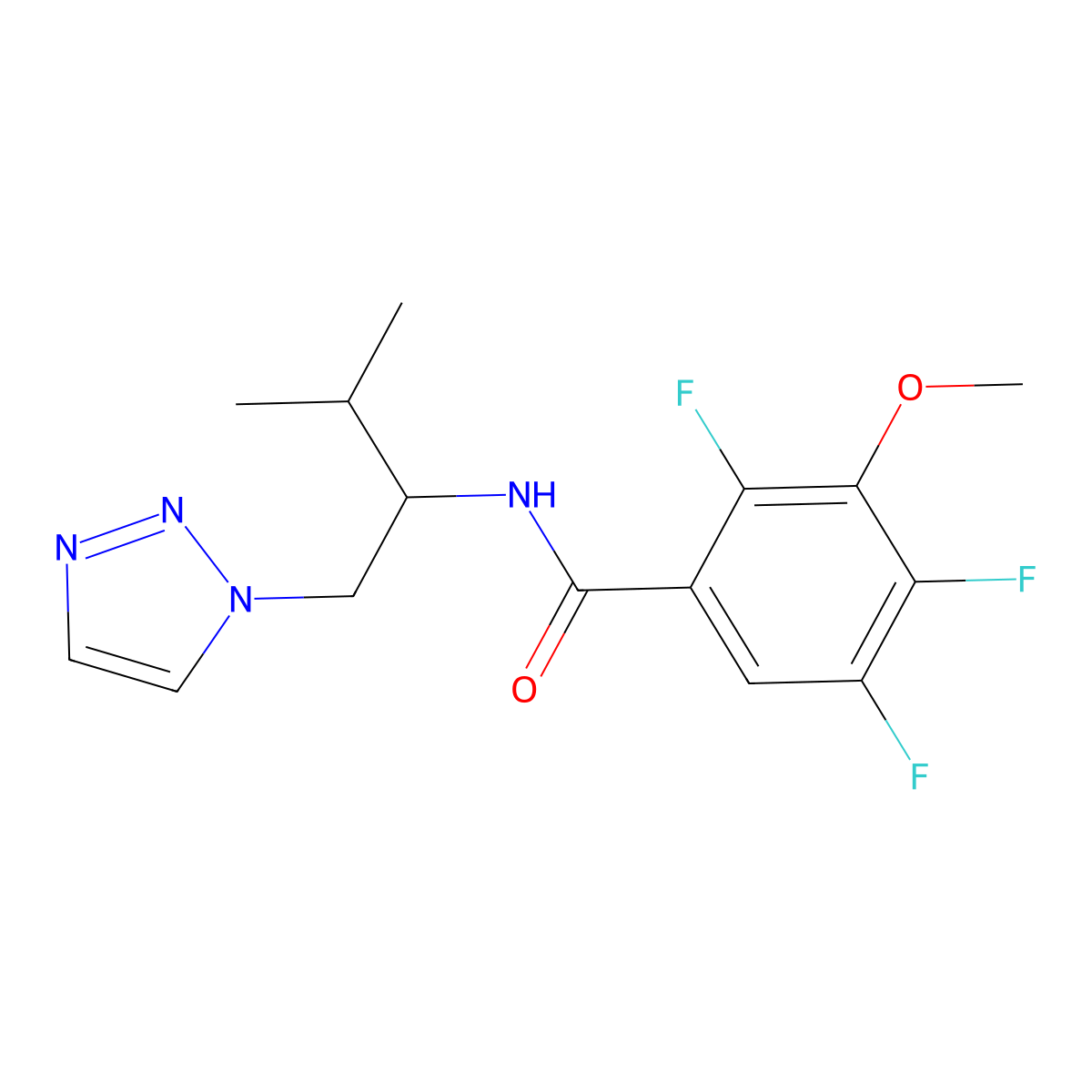 2,4,5-trifluoro-3-methoxy-N-(3-methyl-1-(1H-1,2,3-triazol-1-yl)butan-2-yl)benzamide molecular structure, CAS 2034334-97-7