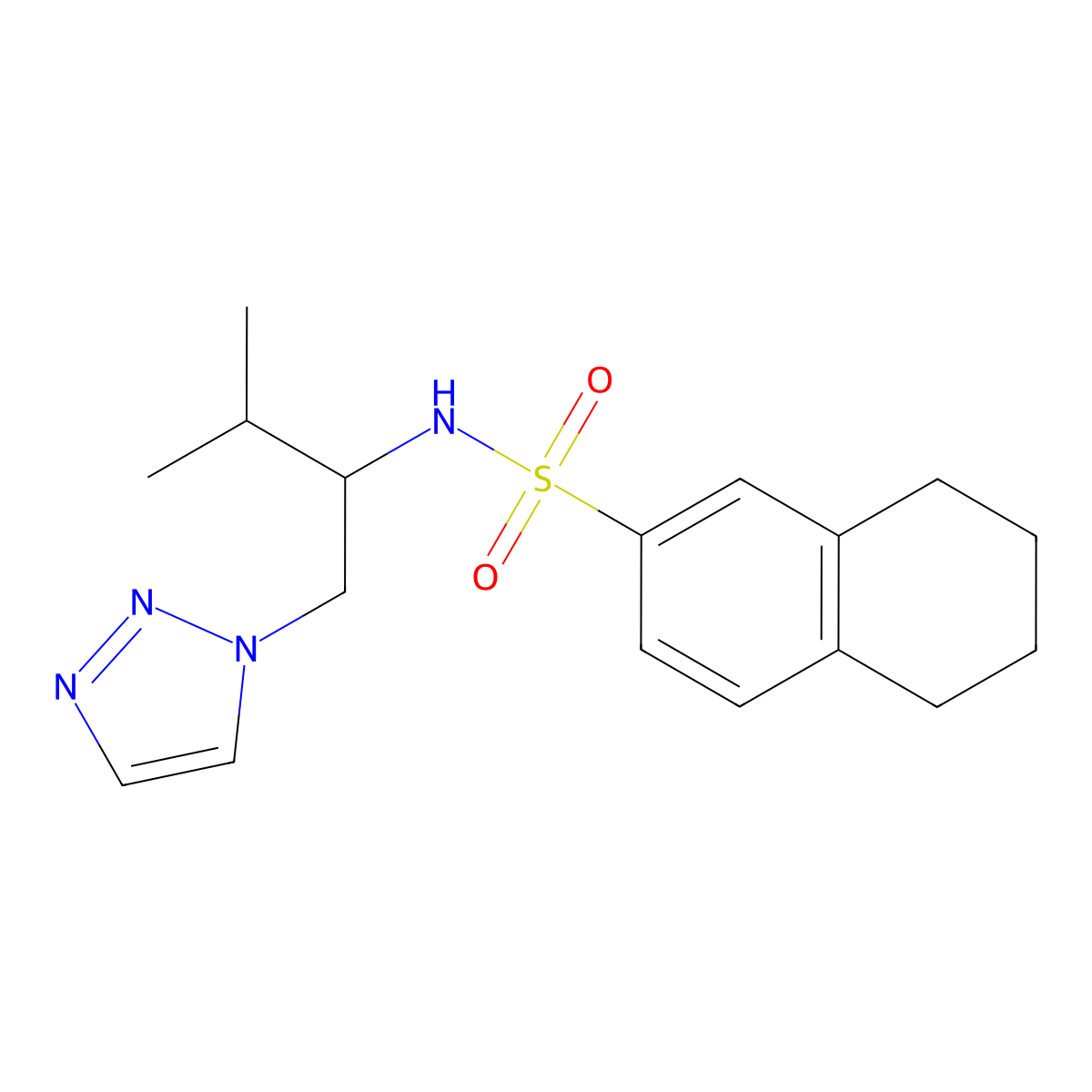 N-(3-methyl-1-(1H-1,2,3-triazol-1-yl)butan-2-yl)-5,6,7,8-tetrahydronaphthalene-2-sulfonamide molecular structure, CAS 2034335-12-9