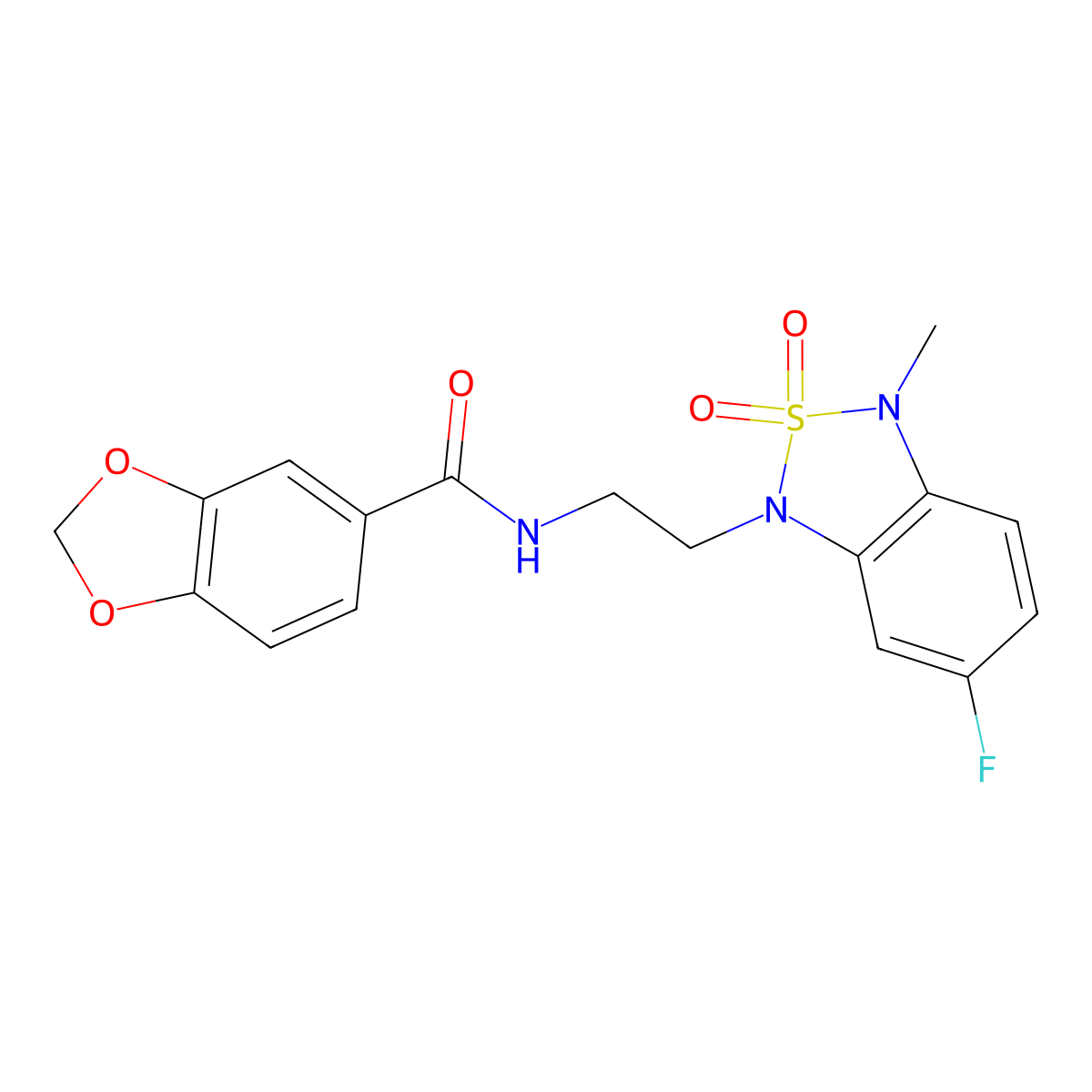 N-(2-(6-fluoro-3-methyl-2,2-dioxidobenzo[c][1,2,5]thiadiazol-1(3H)-yl)ethyl)benzo[d][1,3]dioxole-5-carboxamide molecular structure, CAS 2034335-13-0
