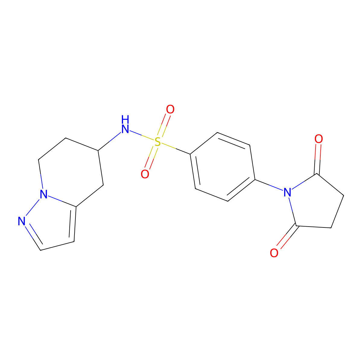 4-(2,5-dioxopyrrolidin-1-yl)-N-(4,5,6,7-tetrahydropyrazolo[1,5-a]pyridin-5-yl)benzenesulfonamide molecular structure, CAS 2034335-16-3