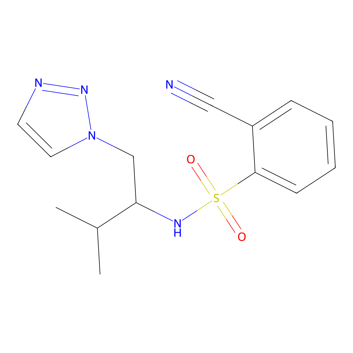 2-cyano-N-(3-methyl-1-(1H-1,2,3-triazol-1-yl)butan-2-yl)benzenesulfonamide molecular structure, CAS 2034335-17-4