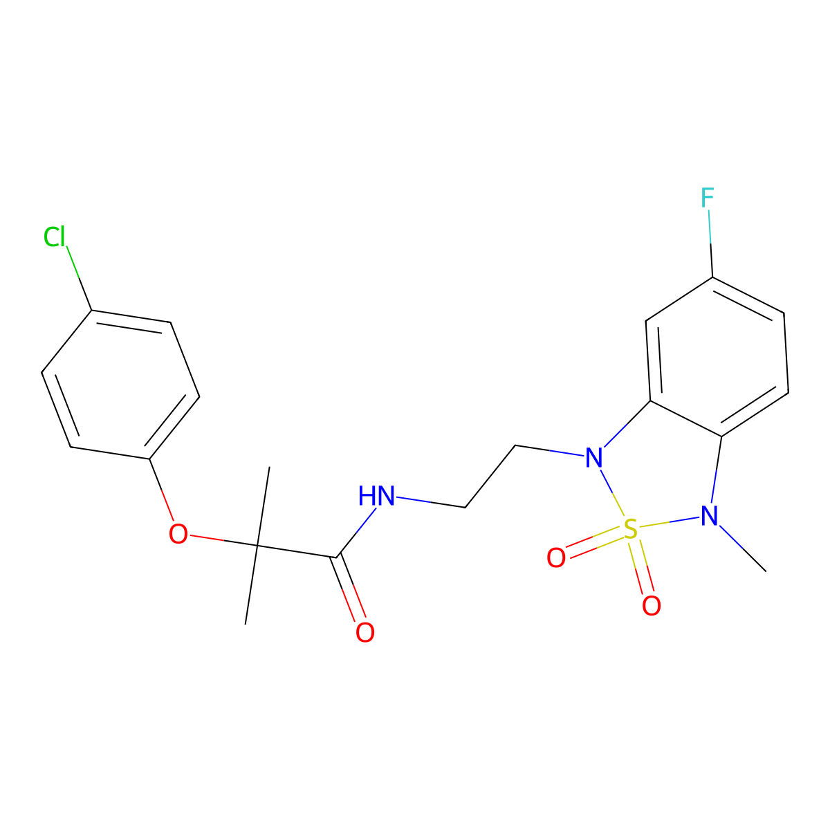 2-(4-chlorophenoxy)-N-(2-(6-fluoro-3-methyl-2,2-dioxidobenzo[c][1,2,5]thiadiazol-1(3H)-yl)ethyl)-2-methylpropanamide molecular structure, CAS 2034335-18-5