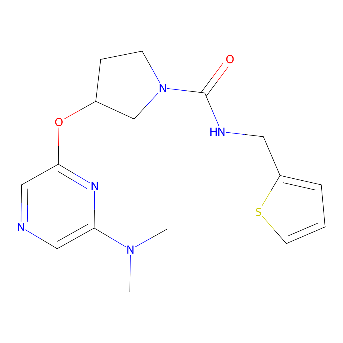 3-((6-(dimethylamino)pyrazin-2-yl)oxy)-N-(thiophen-2-ylmethyl)pyrrolidine-1-carboxamide molecular structure, CAS 2034335-19-6