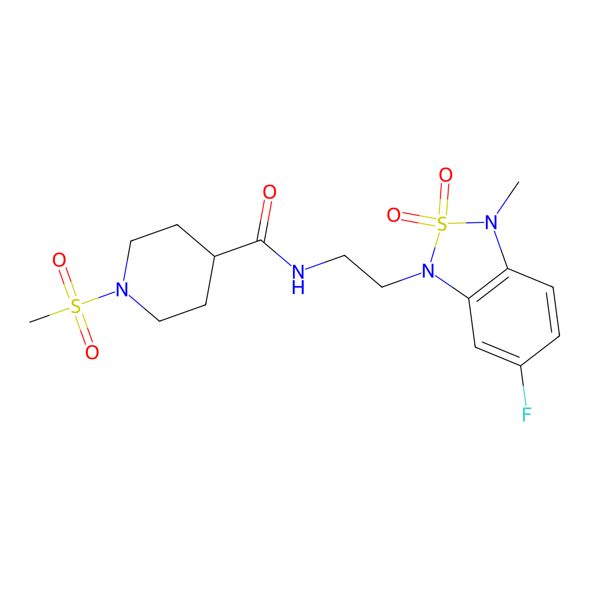 N-(2-(6-fluoro-3-methyl-2,2-dioxidobenzo[c][1,2,5]thiadiazol-1(3H)-yl)ethyl)-1-(methylsulfonyl)piperidine-4-carboxamide molecular structure, CAS 2034335-22-1