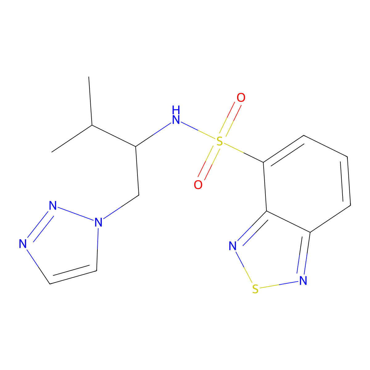 N-(3-methyl-1-(1H-1,2,3-triazol-1-yl)butan-2-yl)benzo[c][1,2,5]thiadiazole-4-sulfonamide molecular structure, CAS 2034335-24-3