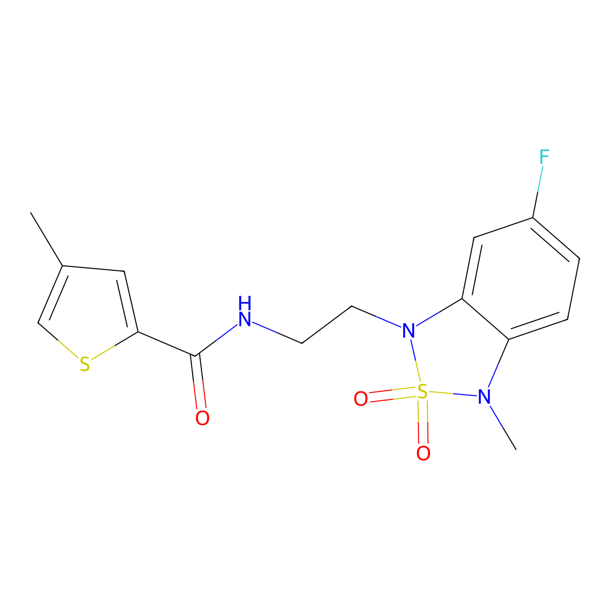 N-(2-(6-fluoro-3-methyl-2,2-dioxidobenzo[c][1,2,5]thiadiazol-1(3H)-yl)ethyl)-4-methylthiophene-2-carboxamide molecular structure, CAS 2034335-27-6