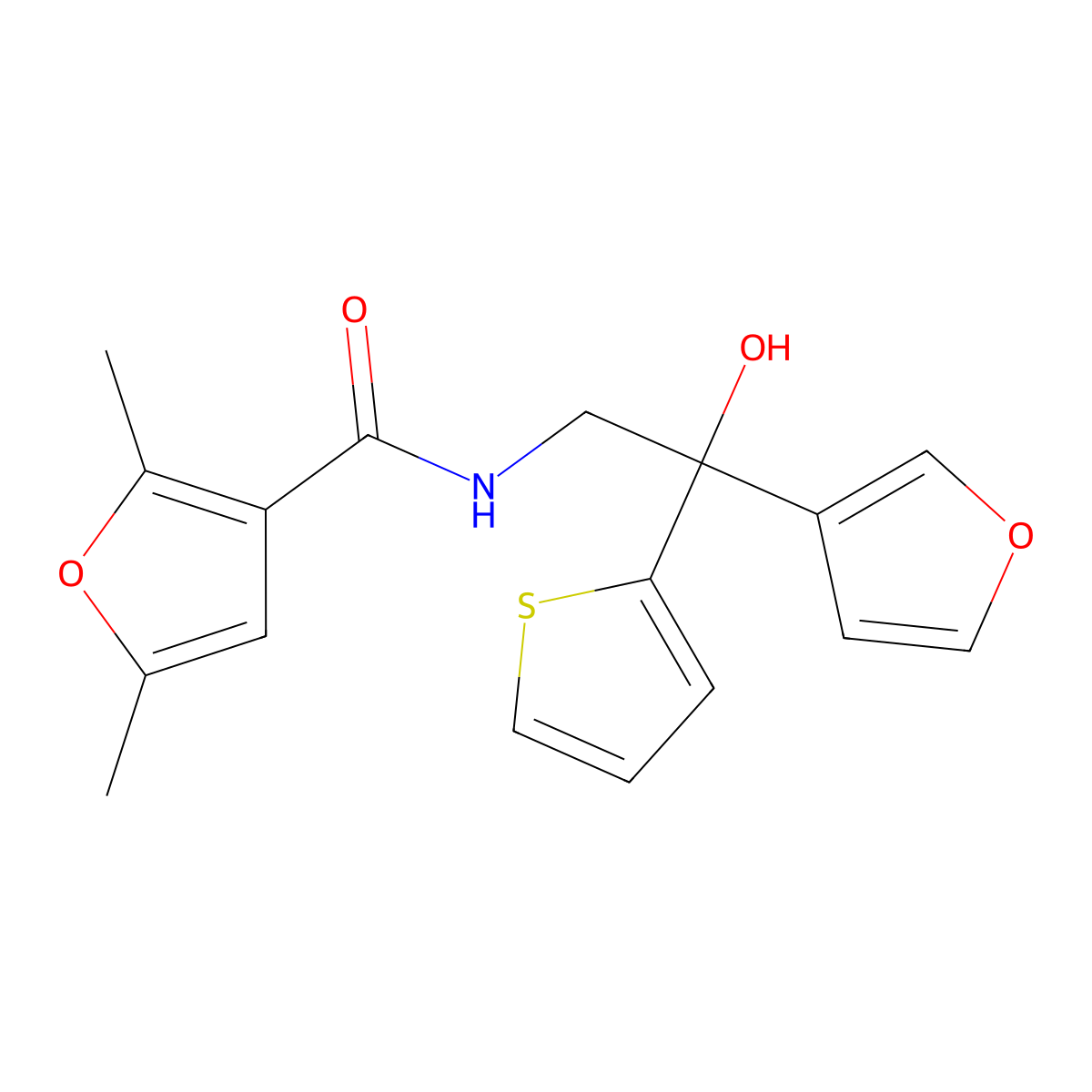 N-(2-(furan-3-yl)-2-hydroxy-2-(thiophen-2-yl)ethyl)-2,5-dimethylfuran-3-carboxamide molecular structure, CAS 2034335-28-7