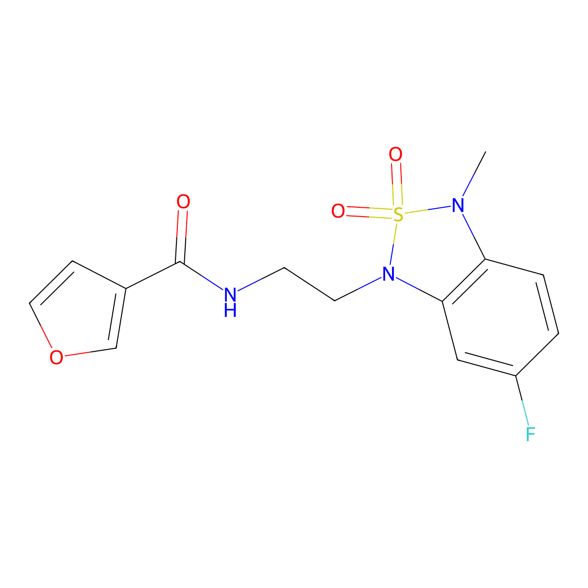 N-[2-(6-fluoro-3-methyl-2,2-dioxo-1,3-dihydro-2lambda6,1,3-benzothiadiazol-1-yl)ethyl]furan-3-carboxamide molecular structure, CAS 2034335-32-3