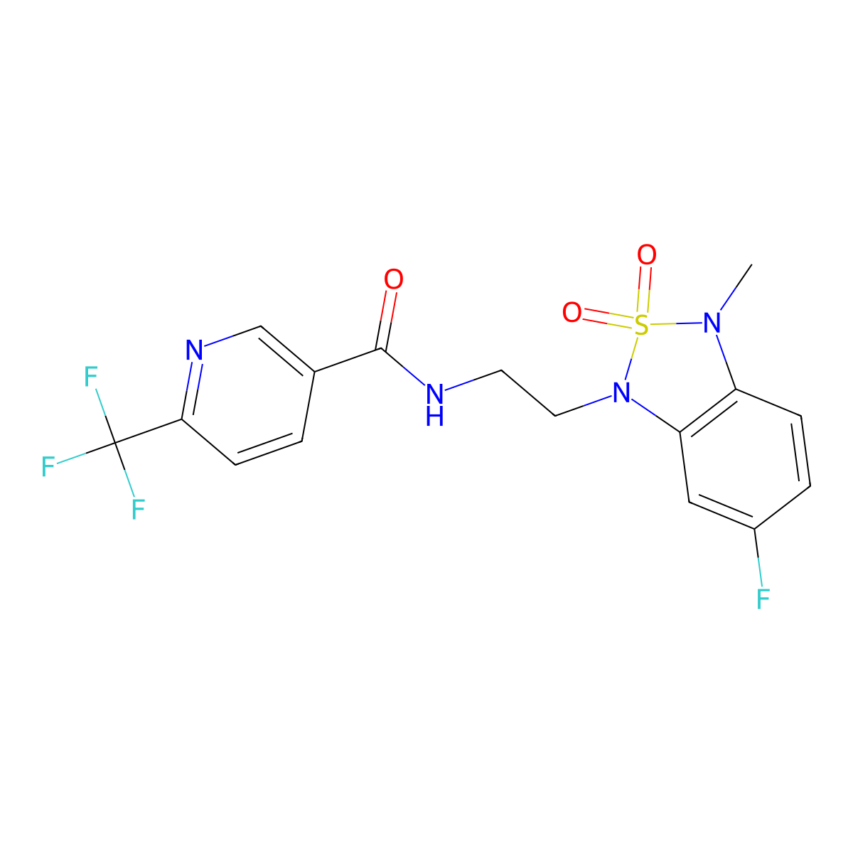 N-(2-(6-fluoro-3-methyl-2,2-dioxidobenzo[c][1,2,5]thiadiazol-1(3H)-yl)ethyl)-6-(trifluoromethyl)nicotinamide molecular structure, CAS 2034335-38-9