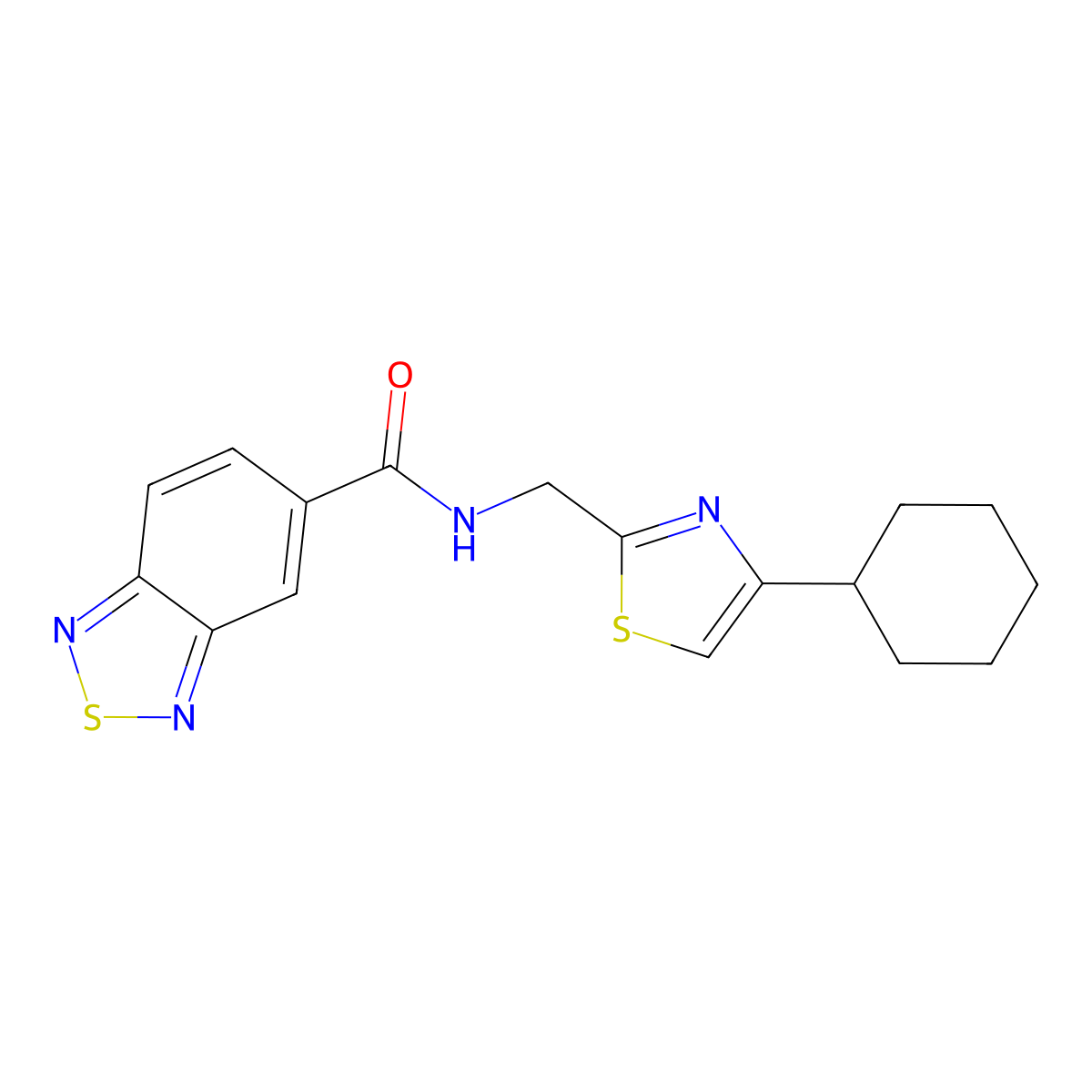 N-((4-cyclohexylthiazol-2-yl)methyl)benzo[c][1,2,5]thiadiazole-5-carboxamide molecular structure, CAS 2034335-44-7