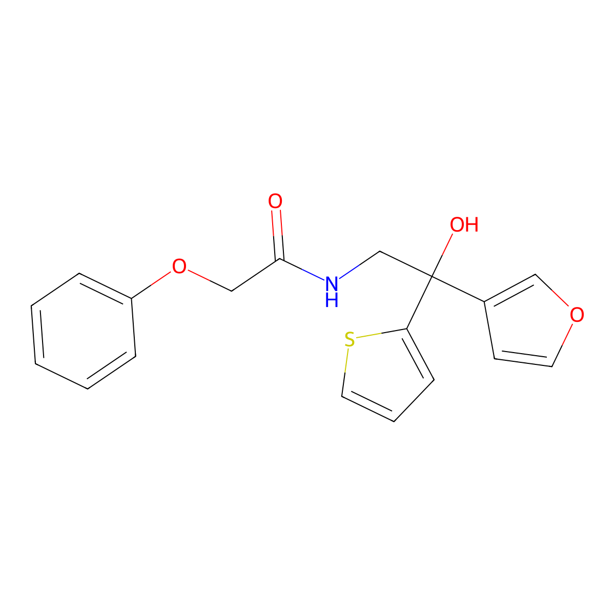 N-[2-(furan-3-yl)-2-hydroxy-2-(thiophen-2-yl)ethyl]-2-phenoxyacetamide molecular structure, CAS 2034335-45-8