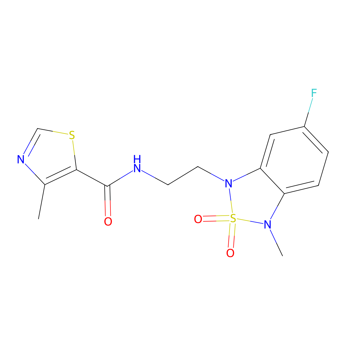 N-(2-(6-fluoro-3-methyl-2,2-dioxidobenzo[c][1,2,5]thiadiazol-1(3H)-yl)ethyl)-4-methylthiazole-5-carboxamide molecular structure, CAS 2034335-47-0