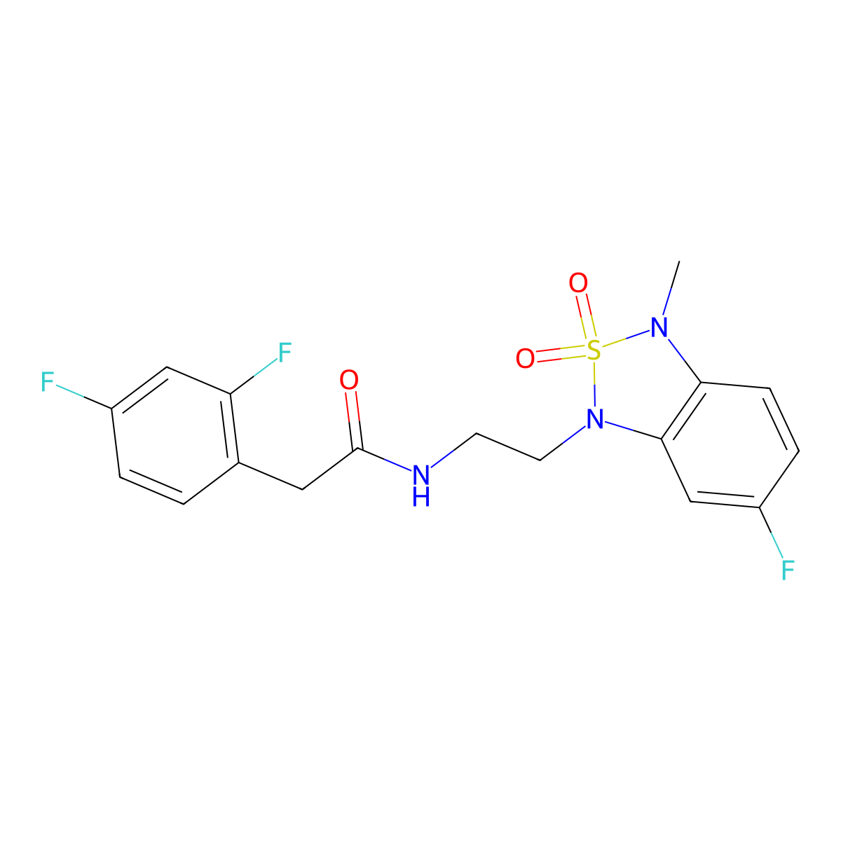 2-(2,4-difluorophenyl)-N-(2-(6-fluoro-3-methyl-2,2-dioxidobenzo[c][1,2,5]thiadiazol-1(3H)-yl)ethyl)acetamide molecular structure, CAS 2034335-55-0