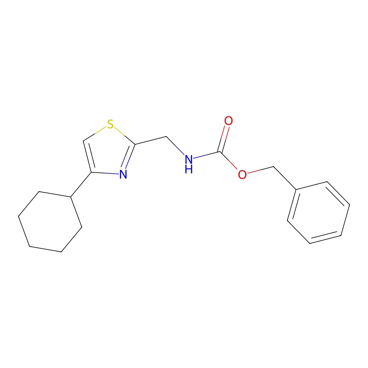 Benzyl ((4-cyclohexylthiazol-2-yl)methyl)carbamate molecular structure, CAS 2034335-58-3