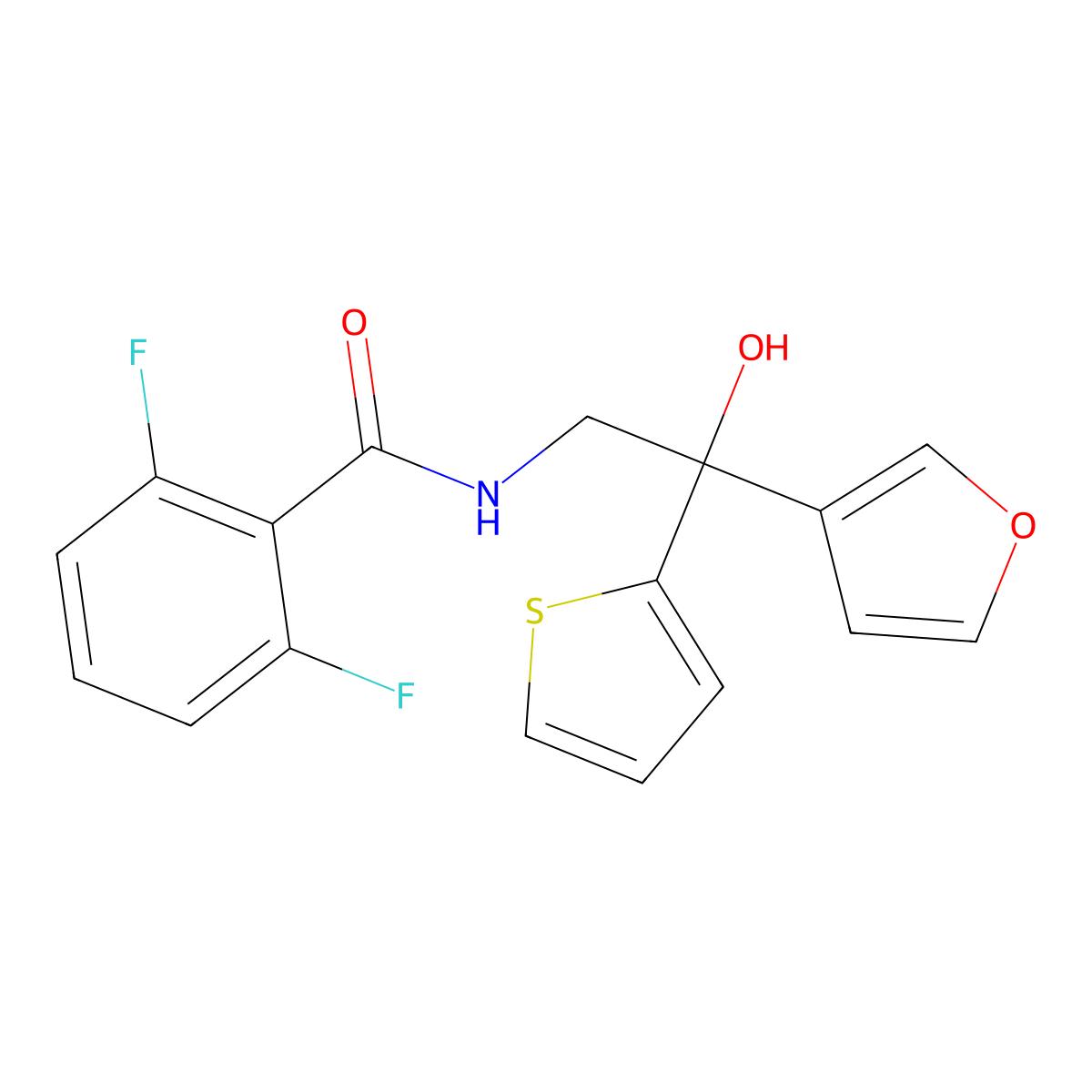 2,6-difluoro-N-[2-(furan-3-yl)-2-hydroxy-2-(thiophen-2-yl)ethyl]benzamide molecular structure, CAS 2034335-62-9
