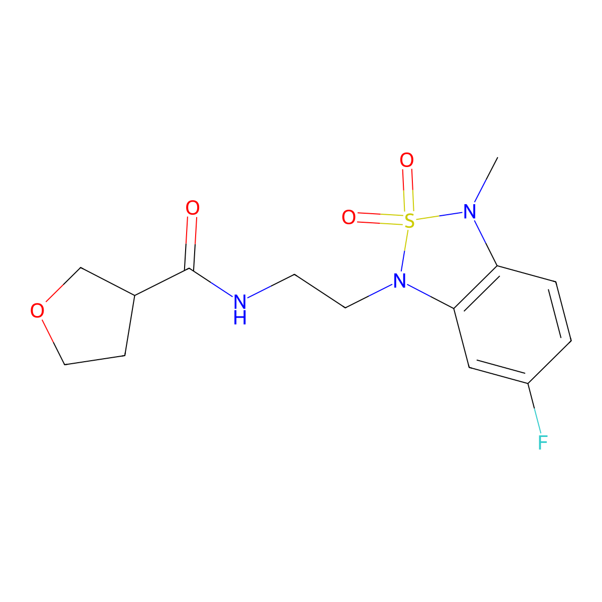 N-(2-(6-fluoro-3-methyl-2,2-dioxidobenzo[c][1,2,5]thiadiazol-1(3H)-yl)ethyl)tetrahydrofuran-3-carboxamide molecular structure, CAS 2034335-63-0