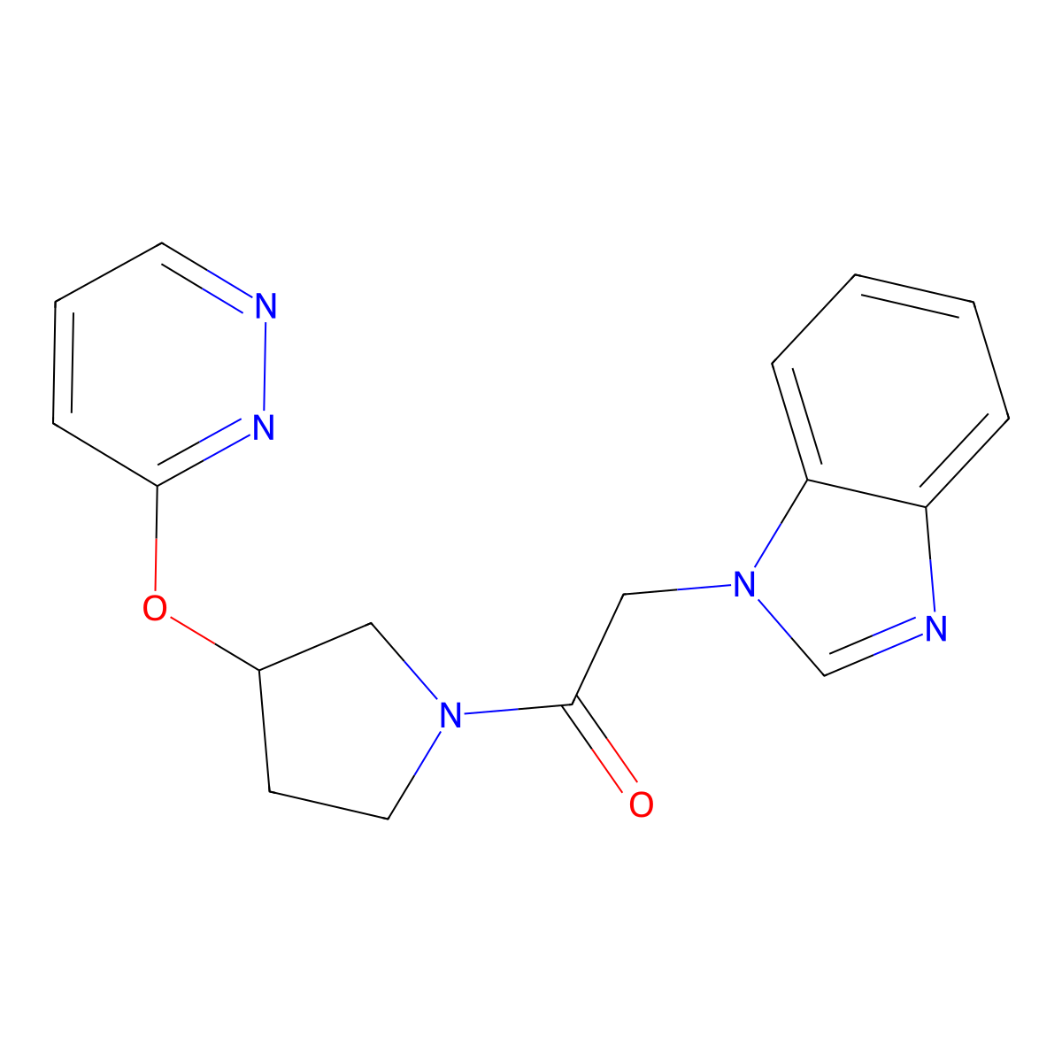 2-(1H-benzo[d]imidazol-1-yl)-1-(3-(pyridazin-3-yloxy)pyrrolidin-1-yl)ethanone molecular structure, CAS 2034335-67-4