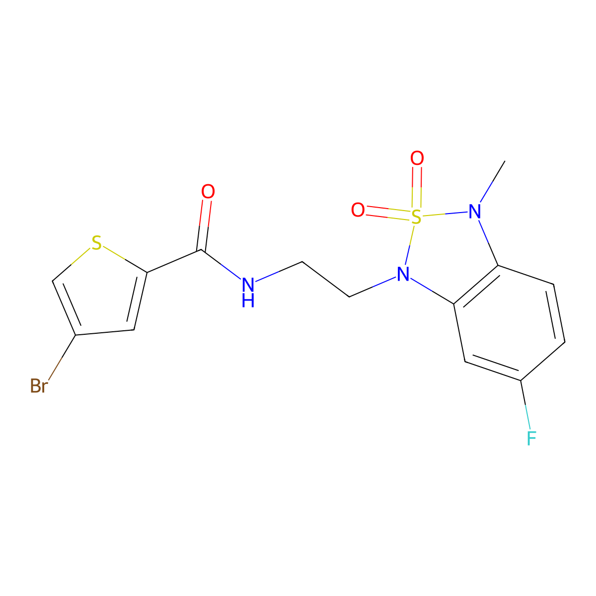 4-bromo-N-(2-(6-fluoro-3-methyl-2,2-dioxidobenzo[c][1,2,5]thiadiazol-1(3H)-yl)ethyl)thiophene-2-carboxamide molecular structure, CAS 2034335-69-6